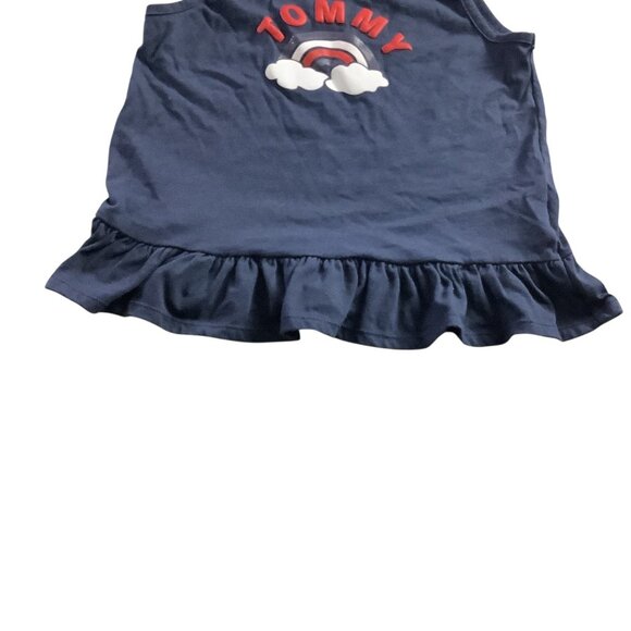 Tommy Hilfiger Girls Navy Tank Top With Ruffled Hem Size 8-10 Rainbow Print - Picture 11 of 11